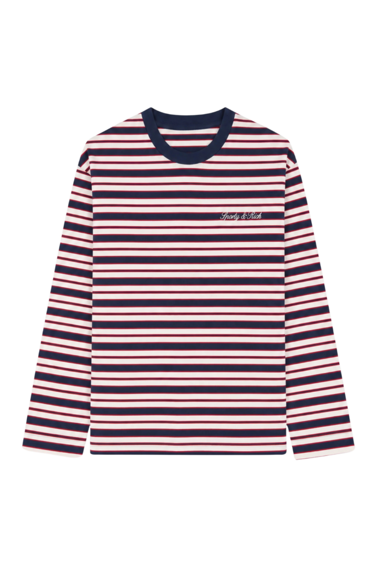 Signature Logo Easy Longsleeve - Navy Red Striped