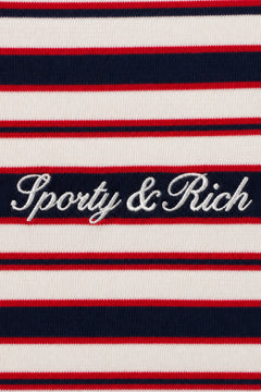Signature Logo Easy Longsleeve - Navy Red Striped