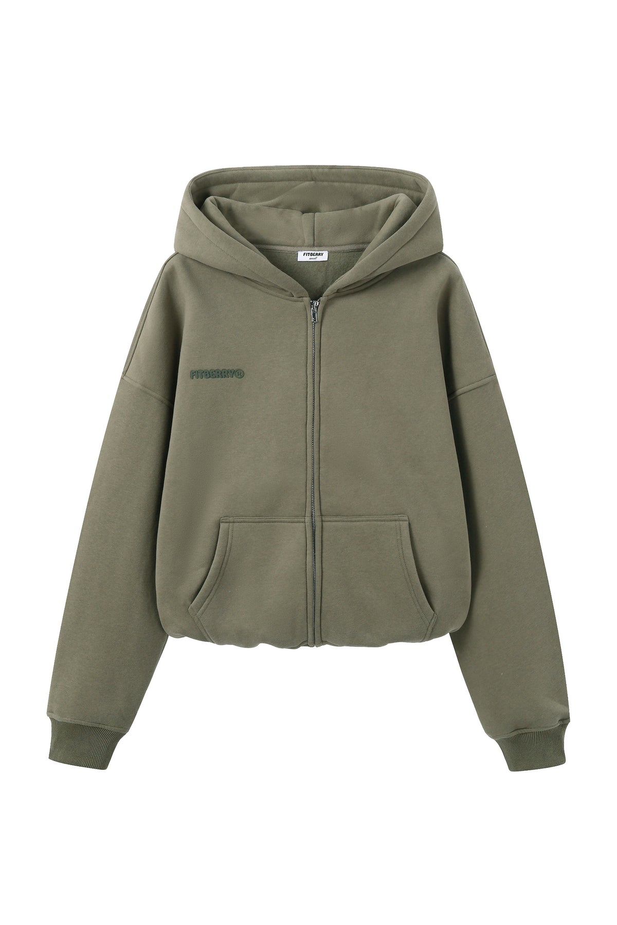 Signature Oversized Zip Hoodie - Olive