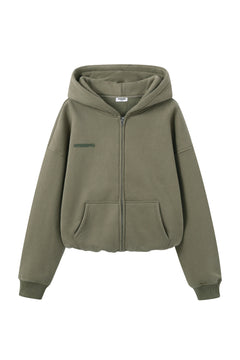 Signature Oversized Zip Hoodie - Olive