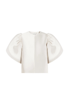 Cleo Puff-Sleeve Satin Blouse - Ivory