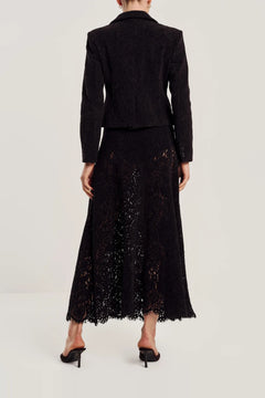 Lace Velvet Skirt - Black