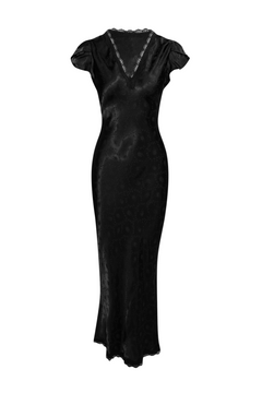Jacquard V-Neck Dress - Black
