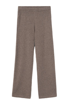 Talia Knit Trouser - Dark Taupe Melange