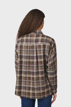 Dalma Flannel Check Shirt - Dark Taupe