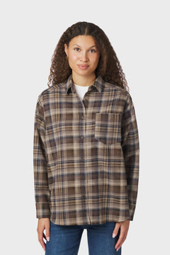 Dalma Flannel Check Shirt - Dark Taupe