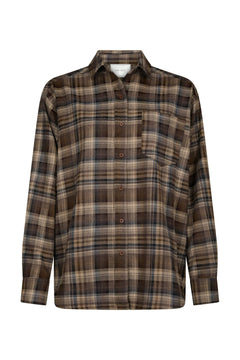 Dalma Flannel Check Shirt - Dark Taupe