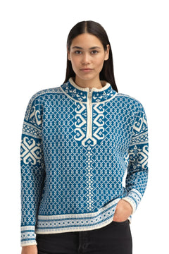 Leknes Fem Sweater - Arctic Blue Offwhite