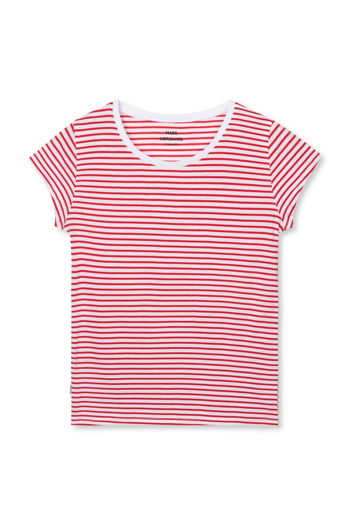 Fine Jersey Stripe Teasy Tee Fav - Goji Berry/Brilliant White