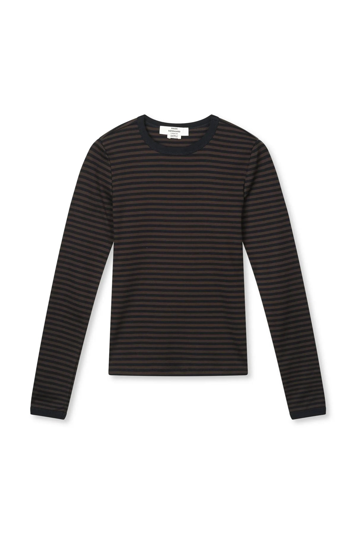 Grace Jersey Stripe Camille Tee Ls - Black/Turkish Coffee