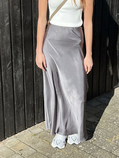 Vicky Heavy Sateen Skirt - Dark Grey