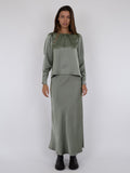 Vicky Heavy Sateen Skirt - Smoke Green