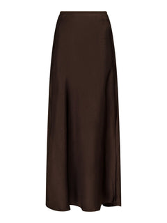 Vicky Heavy Sateen Skirt - Dark Brown