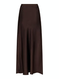 Vicky Heavy Sateen Skirt - Dark Brown
