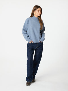 Paulina Knit Blouse - Smoke Blue