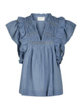 Jayla S Voile Top - Smoke Blue