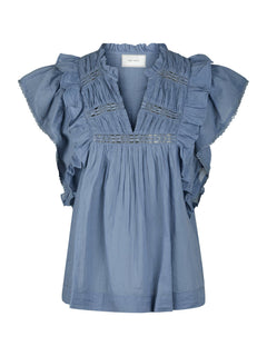 Jayla S Voile Top - Smoke Blue