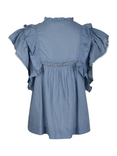Jayla S Voile Top - Smoke Blue