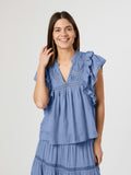 Jayla S Voile Top - Smoke Blue
