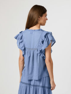 Jayla S Voile Top - Smoke Blue