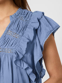 Jayla S Voile Top - Smoke Blue