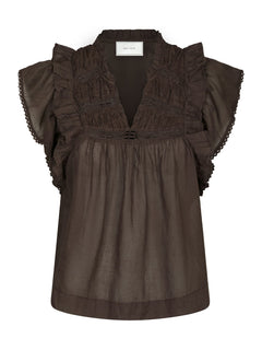 Jayla S Voile Top - Dark Brown