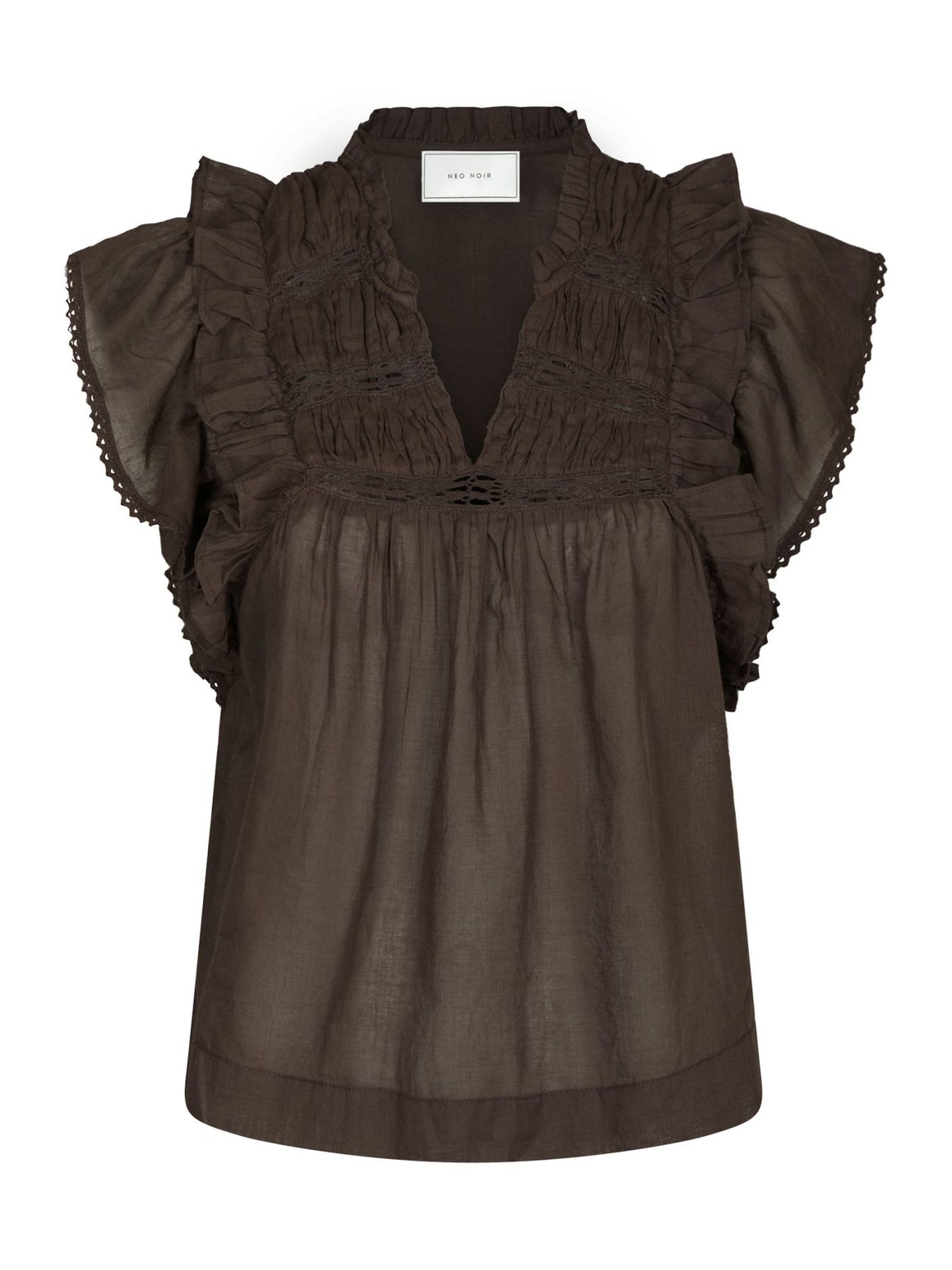 Jayla S Voile Top - Dark Brown