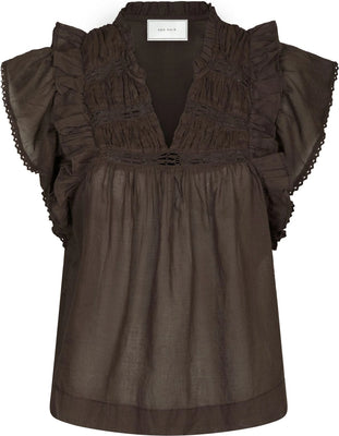 Jayla S Voile Top - Dark Brown