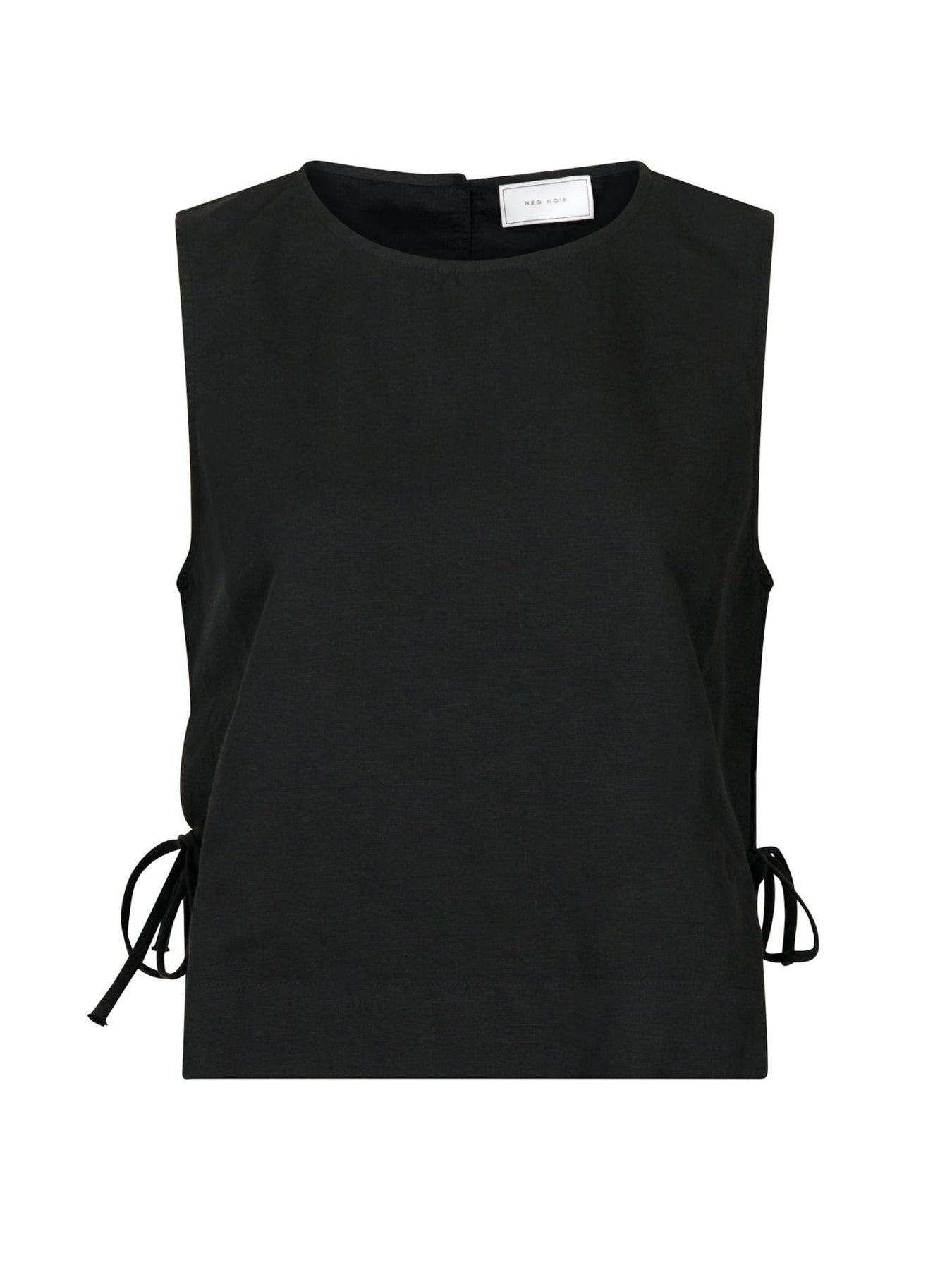 Svetlana Linen Top - Black