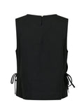 Svetlana Linen Top - Black