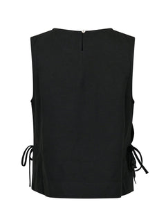 Svetlana Linen Top - Black