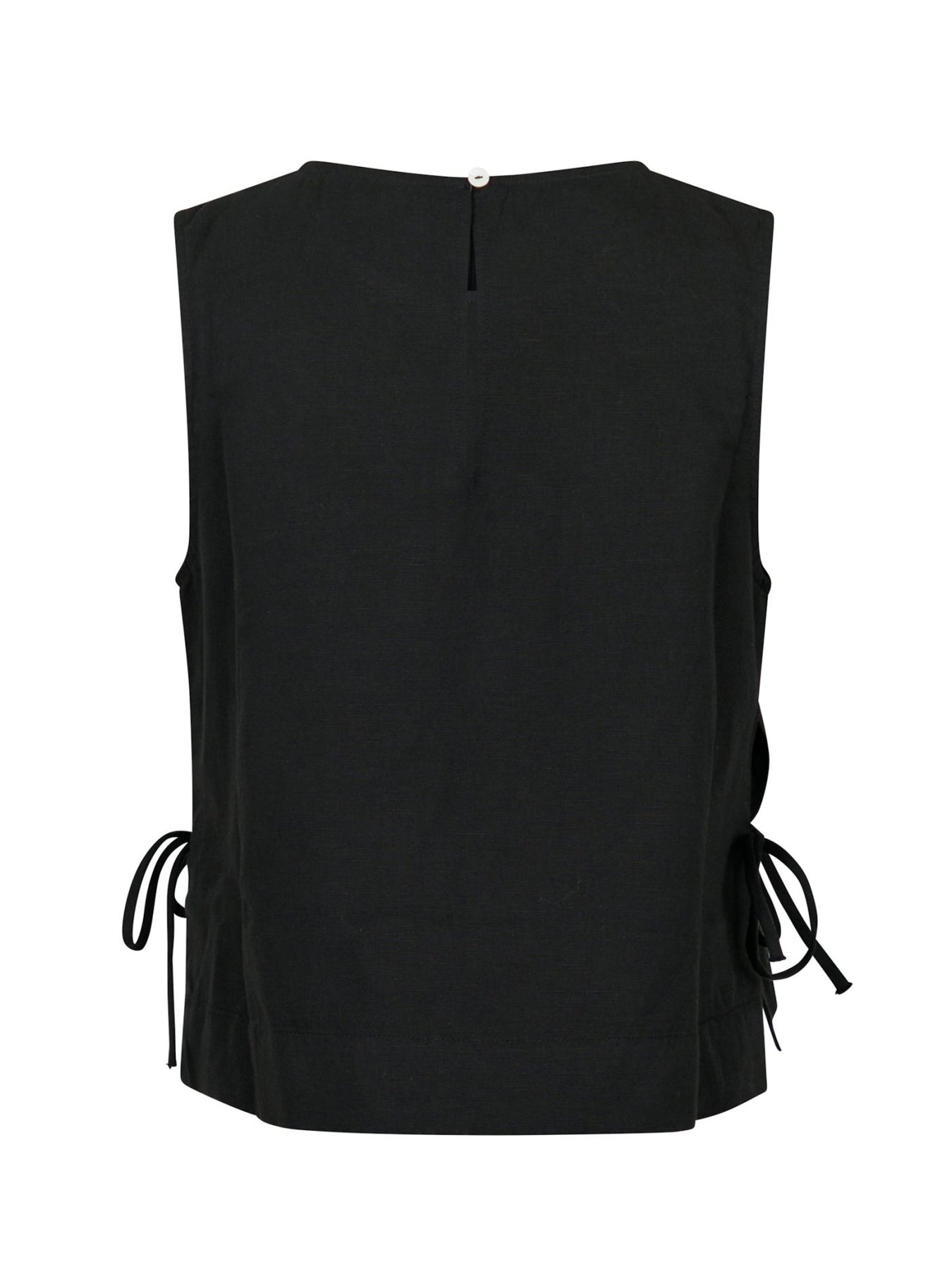 Svetlana Linen Top - Black