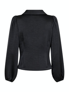 Mille Heavy Sateen Blouse - Black