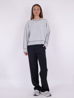 Detri Knit Blouse - Grey Melange