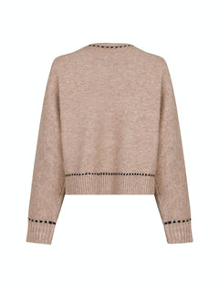 Detri Knit Blouse - Beige Melange