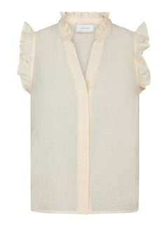 Siona Linen Top - Light Yellow