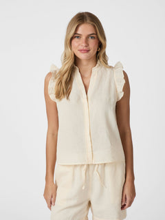 Siona Linen Top - Light Yellow
