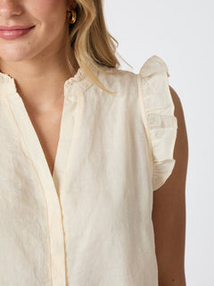 Siona Linen Top - Light Yellow