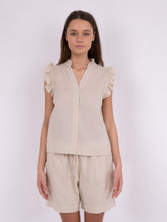 Siona Linen Top - Sand