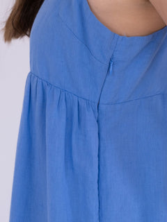 Haily Linen Dress - Dusty Blue
