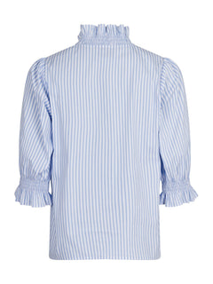 Briony Mix Stripe Blouse - Light Blue