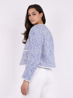 Toulouse Pattern Boucle Jacket - Dusty Blue