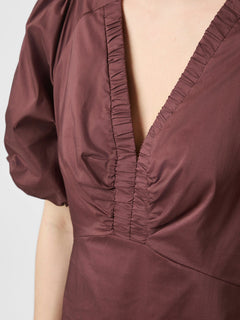 Illana Poplin Dress - Burgundy