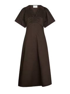 Illana Poplin Dress - Chocolate Brown