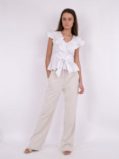 Joseline Poplin Top - White