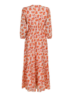 Nilana Vintage Flower Dress - Soft Tangerine