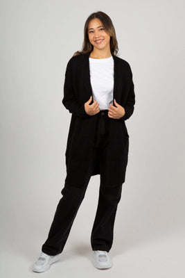 Lulu New Ls Knit Long Cardigan - Black