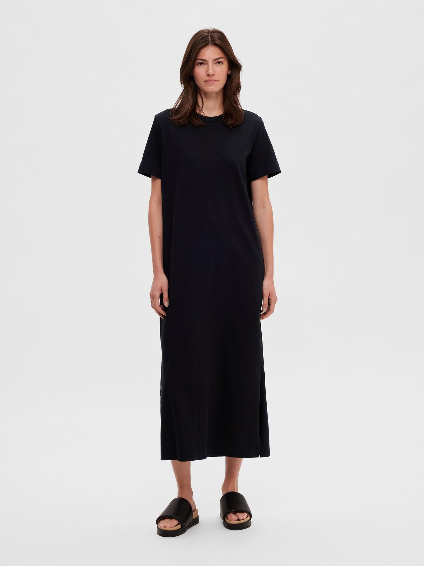 Essential Ss Ankle Tee Dress - Black