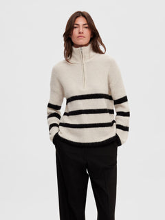 Maline Ls Knit Half Zip - Birch Black