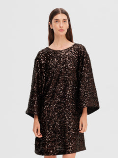 Mallie SS Short Sequins Dress B - Java